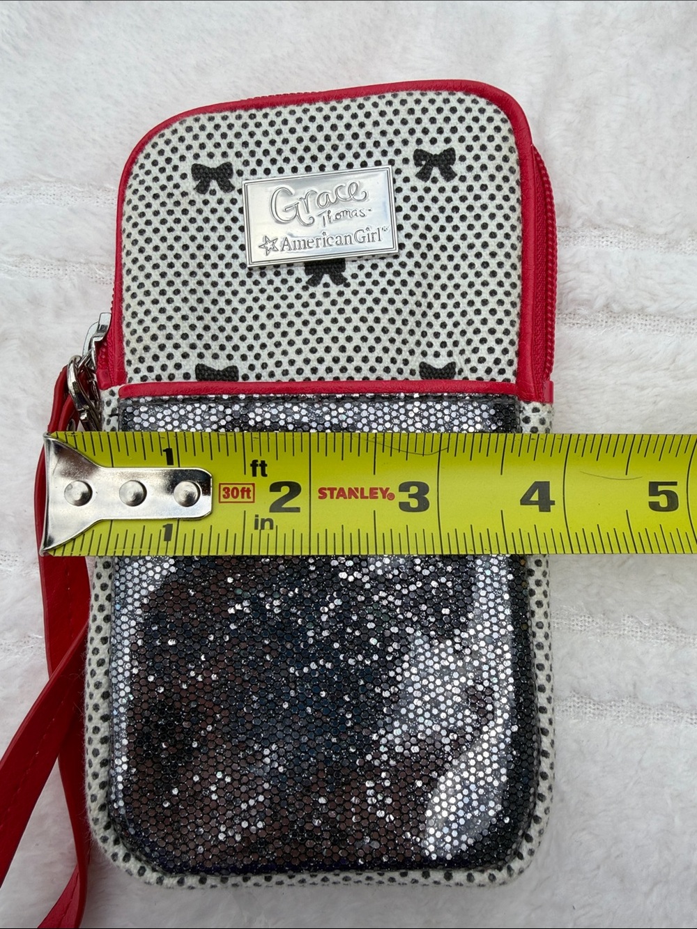 American Girl Red, Silver & Black Sequin Doll Phone Case Wristlet - Picture 7 of 8